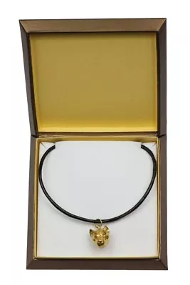 Amstaff - Gold Plated Necklace With A Dog In Box Art Dog AU • $134.99