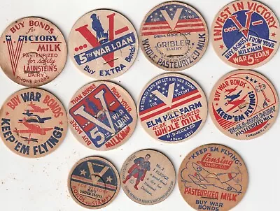 (11) Wwii Milk Bottle Caps-rare (l@@k!) • $249