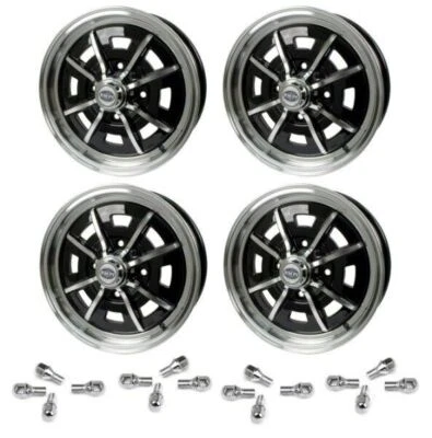 $743.95 • Buy Set Of 4 15  X 5  Vw Bug 4 Lug Black Empi Sprint Star Wheels & Lug Nuts