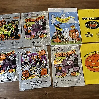 Lot Of Vintage 1990’s Halloween Trick Or Treat Bags  Plastic Lot Of 8 Preowned • $45