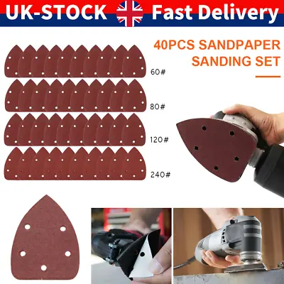 40pcs Mouse Sanding Sheets For Black And Decker Mouse Palm Sander Pads Sandpaper • £5.59