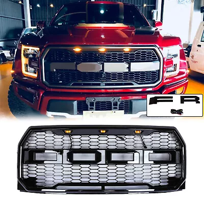 Fits 2015 2016 2017 Ford F150 Raptor Style Gloss Black Front Bumper Grille Grill • $89.99