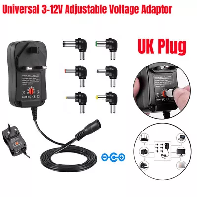 3-12V Adjustable Voltage Adaptor Charger USB AC/DC Power Supply Adapte Universal • £8.75