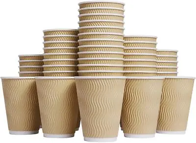 235ml Insulated Paper Disposable Coffee And Tea Cups With & Without Sip Lids • £8.99