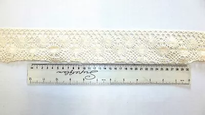 Cotton Crochet  Cluny Style Lace Trim Edging 62mm Wide Cream Sold Per Metre • £2.51