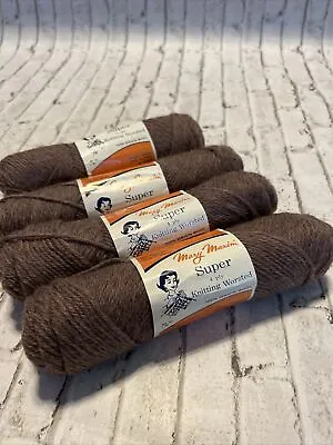 Mary Maxim Super 4 Ply Knitting Worsted Wool Yarn Heather Taupe Grey Tan X 4 VTG • $14