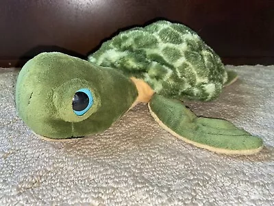 The Petting Zoo Big Eyes Green Brown Sea Turtle Plush Stuffed Animal EUC • $15