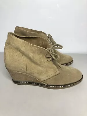 J. Crew Taupe Suede MacAlister Lace Casual Wedge Ankle Boots Shoes Women’s 8M US • $20.36