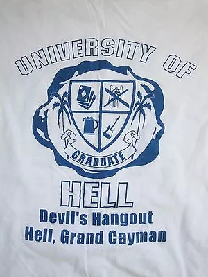 Vintage University Of Hell Devil's Hangout Gran Cayman College Break T Shirt XL • $17.49