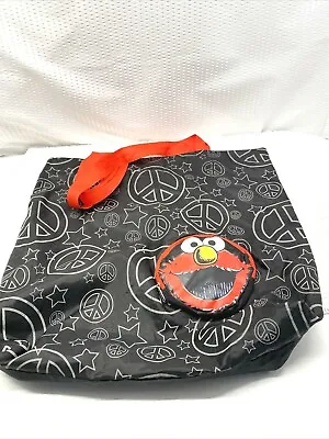 Elmo Hippie Sesame Street Nylon Shopper Book Crafts Tote Bag W/ Zip Elmo Pocket  • $7
