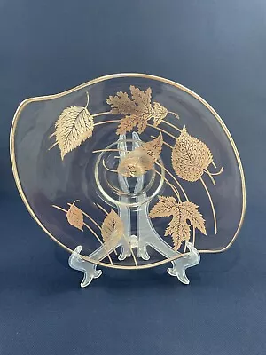 Mid-Century Modern Clear Glass & Silver Overlay Serving Plate C.1950-60s U.S.A. • $25