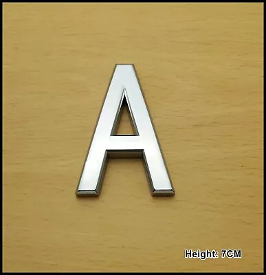 £4.97 • Buy Self Adhesive 3D Chrome Plastic Letters Numbers Silver House Door Car 7cm CURVED