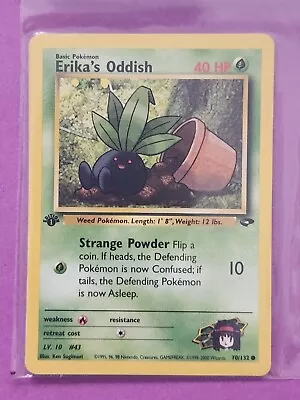 Pokemon Cards ERIKA'S ODDISH 1st Edition GYM CHALLENGE  -  70/132 MINT • $5