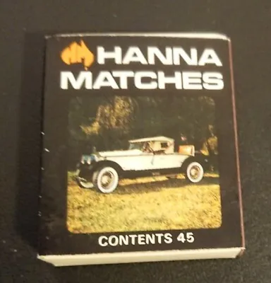 Vintage Hanna Matches Match Box-Vintage Cars 1926 McFarlan-Sterling Cigarettes  • $9.95