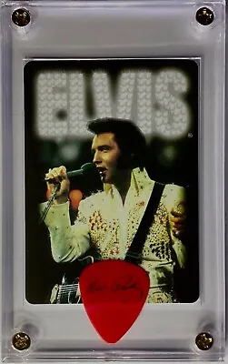 Nice Authentic Elvis Presley Card & Official Black On Red Guitar Pick Display!!! • $9.99