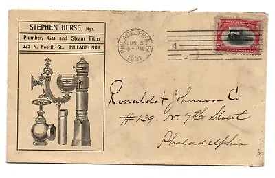1901 Advertising Postal Cover Philadelphia Herse / Gas Plumbing Steam Fitter  • $36