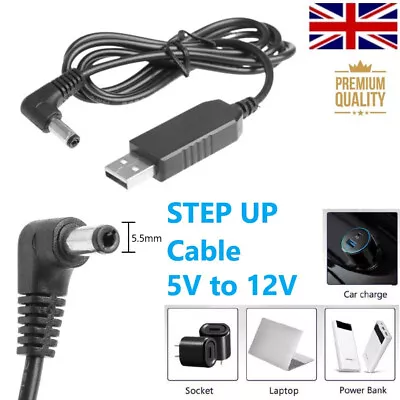 2Pcs USB A 5.5mmx2.1mm Step Up Power Supply Cable 5V To 12V DC Converter Charger • £5.99