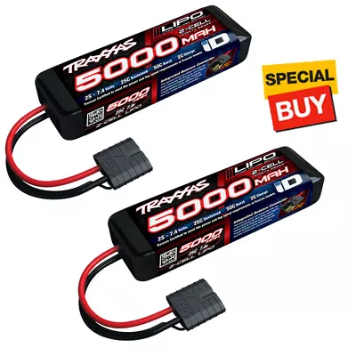 Traxxas 5000mAh 7.4v 2-Cell 25C LiPo Battery (2) : Unlimited Desert Racer UDR • $99.90