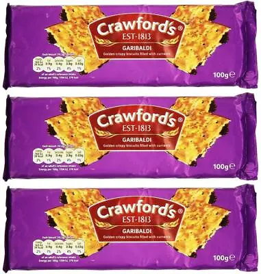 Crawford's Garibaldi Biscuits 100g (Pack Of 3)   • £14.31