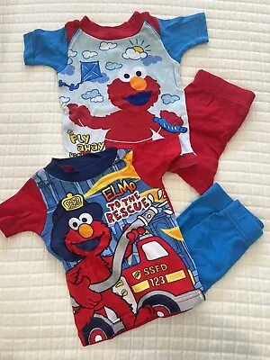 Seasame Street Elmo Girls Boys Pajamas 2 Sets Size 12 Months Guc • $12.95