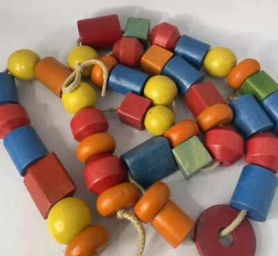 Vintage Large Colorful Wooden Beads Child's Toy • $19.99