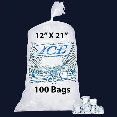 12  X 21  100 Bags 1.20Mil Printed Ice Bag - 8LB Metallocene Ice Bag • $69.17
