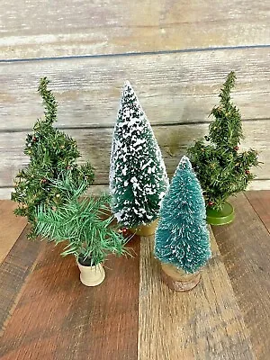 Lot Of 5 Miniature Christmas Trees Christmas Village Decor Holiday Various • $8.09