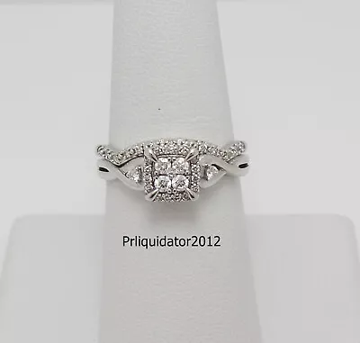 1/3CT Diamond Halo Frame Engagement Wedding Ring Bridal Set 10K White Gold Band • $299.99