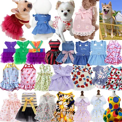 £4.54 • Buy UK Dog Dress Harness Small Dog Dresses Chihuahua Clothes Pet Puppy Cat Skirt ^