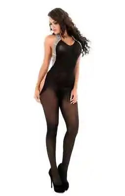 Valentines Womens Hollow Out Mesh Hole Leopard  Stretch Suspender Body Stocking • £2.99