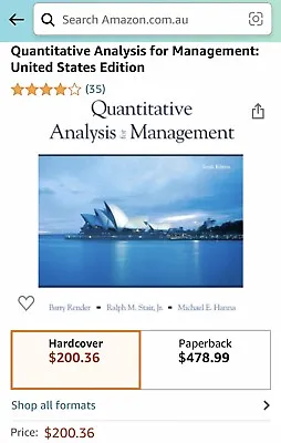  Quantitative Analysis For Management: United States Edition  • $89