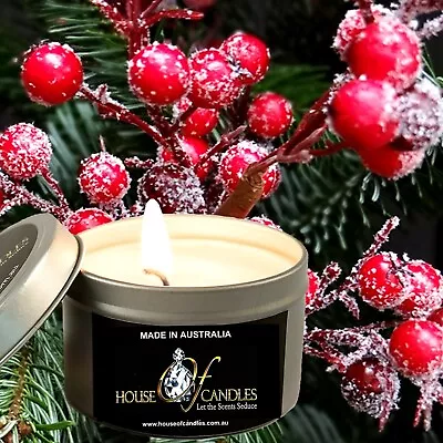 Christmas Cedar & Cranberries Scented Eco Soy Wax Tin Candles Hand Poured Vegan • $35.95