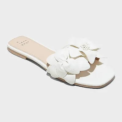 Women's Alyssa Floral Slide Sandals - A New Day White 7.5 • $14.09