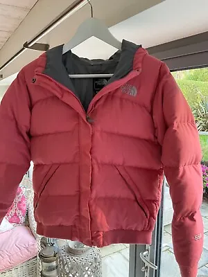 The North Face 550 Girls Salmon Pink Goose Down Puffer Coat (Size Large) • £30