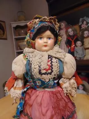 Vintage Cloth Doll~International Doll~Papier Mache Head??14 ~Yugoslavia~ • $9.99