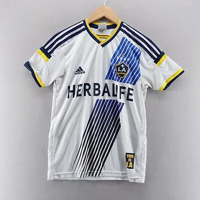 LA Galaxy Home Football Shirt Small White Short Sleeve Gerrard #8 Herbalife* • £39.99