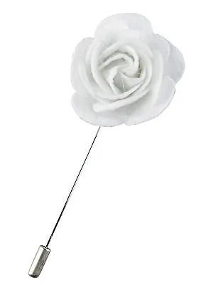 Mens White Felt Fabric Rose Lapel Flower Blazer Pin Prom Corsage Suit Gift UK • £4.99