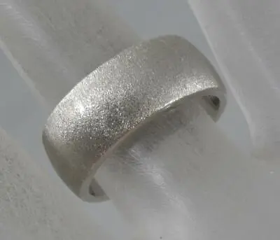 Vintage Solid 14 Karat White Gold 8mm Brushed Wedding Band Ring 6.75 14K F1807 • $749.99