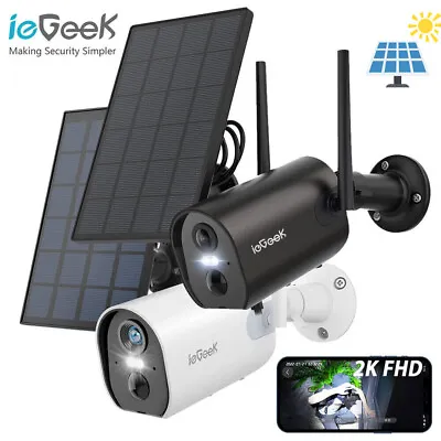 IeGeek 2K IP Wireless Security Solar Battery Camera Outdoor WIFI Home CCTV Cam • £17.99