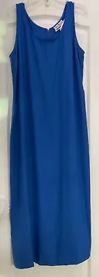 Sheri Martin NY Maxi Dress Size 18 Blue Back Zip Sleeveless Back Hem Split 219   • $24.99