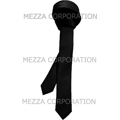 New Vesuvio Napoli Men's 1.5  Skinny Necktie Only Solid Polyester Black • $9.95
