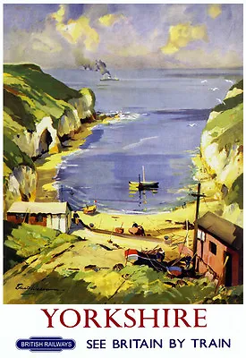 North Landing Flamborough Yorkshire Coast British Railways Rail Poster Print • £8.99