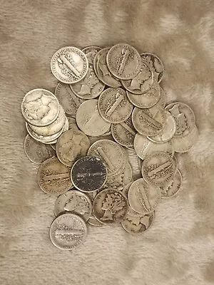 One Mercury Dime Roll (50 Coins) 90% Silver (1934-45)  Bravo • $130