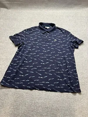 Lacoste Polo Shirt Men's 9 (4XL) Blue Big Croc Short Sleeve All Over Print • $24.99