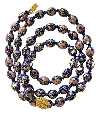 Vintage Chinese Asian Floral Enamel Porcelain CloisonnÉ Beads Necklace 29  • $50