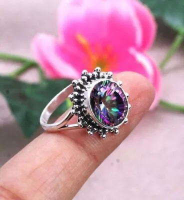 Dazzling Mystic Topaz Gemstone 925 Sterling Silver Handmade Ring All Size D-128 • $16.25