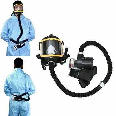 Electric Supplied Air Fed Flow System Device Full Face Gas Mask Flow Respirator • $214.81