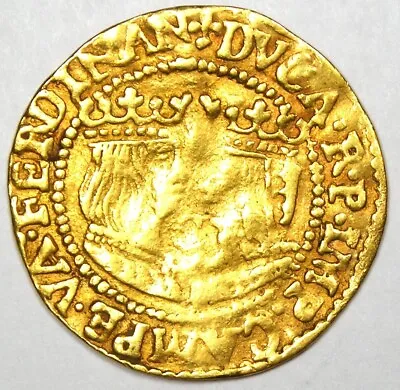 1590 Netherlands Kampen Gold Ferdinand & Isabella Ducat 1D - VF / XF Details • $1106.75