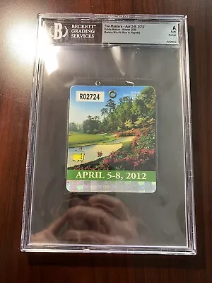 2012 Masters Golf PGA Tournament Badge Ticket Bubba Watson BGS Auth RARE🔥 • $5.50