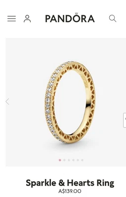 $100 • Buy Pandora Gold 14k Ring Size 54
